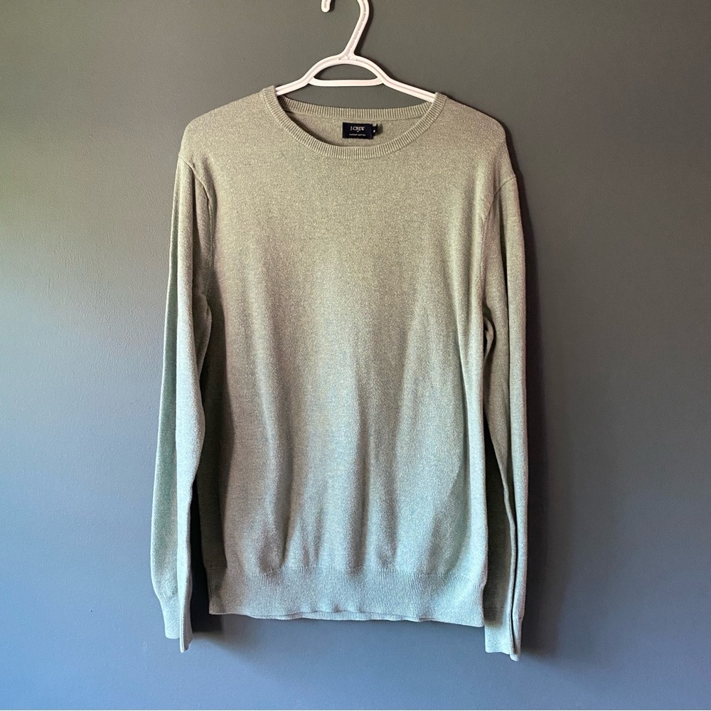 J. Crew MEN’S M Green Harbour Cotton Crewneck Sweater Classic Knit Design​